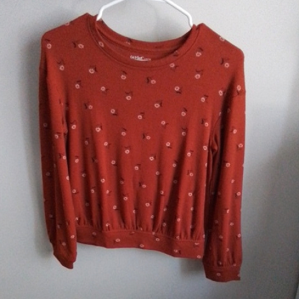 Cat & Jack Rust Floral Rayon Blend Sweatshirt